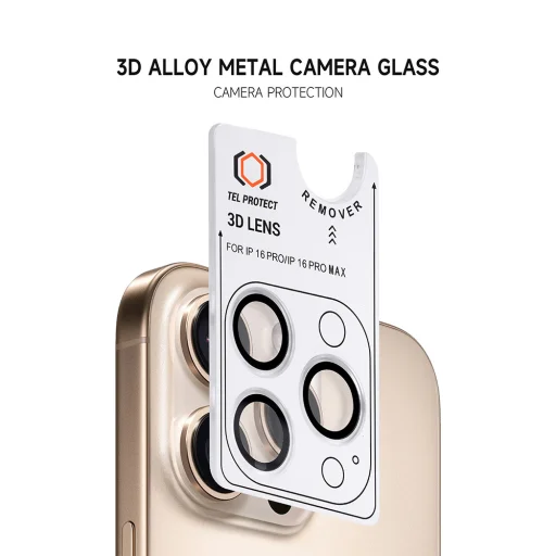 iPhone 18 Pro / 18 Pro Max priehľadné Tel Protect 3D Lens tvrdené sklo na kameru, 3 ks - 6