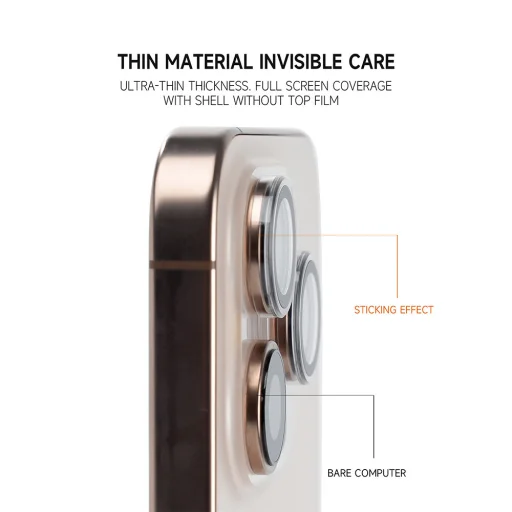 iPhone 18 Pro / 18 Pro Max priehľadné Tel Protect 3D Lens tvrdené sklo na kameru, 3 ks - 9
