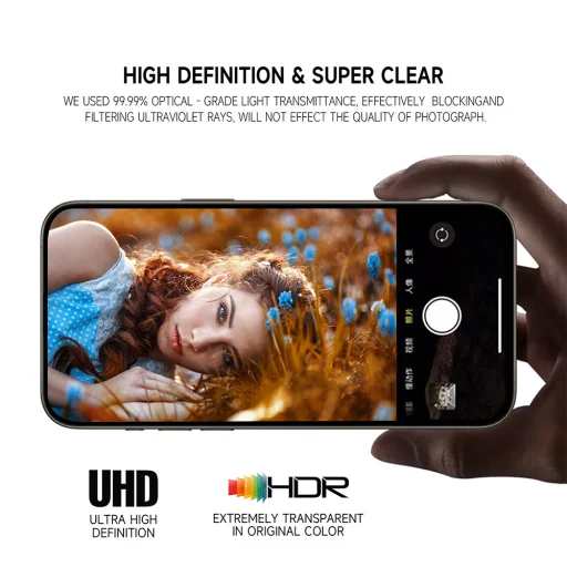 iPhone 18 Pro / 18 Pro Max priehľadné Tel Protect 3D Lens tvrdené sklo na kameru, 3 ks - 10
