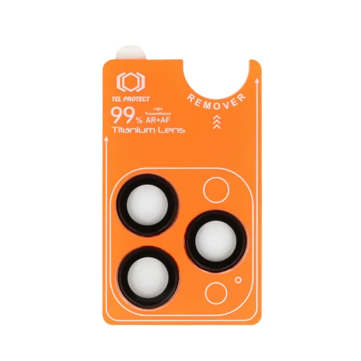 iPhone 18 Pro / 18 Pro Max čierne Tel Protect Titanium Lens 99% AR ochranné tvrdené sklo na kameru, 3 ks - 2