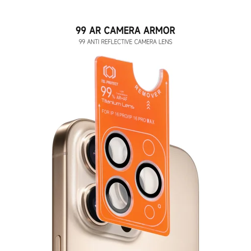 iPhone 18 Pro / 18 Pro Max čierne Tel Protect Titanium Lens 99% AR ochranné tvrdené sklo na kameru, 3 ks - 6