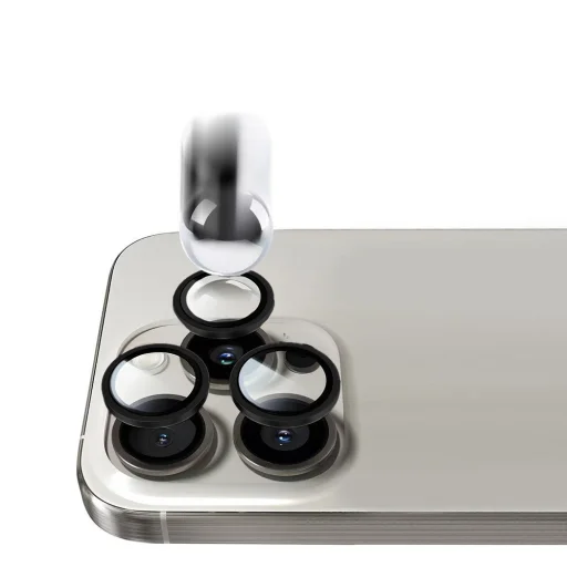iPhone 18 Pro / 18 Pro Max čierne Tel Protect Titanium Lens 99% AR ochranné tvrdené sklo na kameru, 3 ks - 9