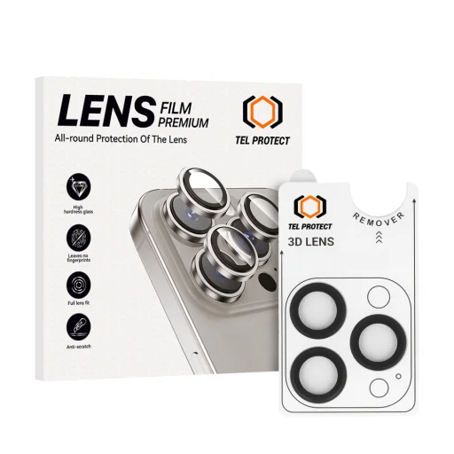 iPhone 18 Pro / 18 Pro Max čierne Tel Protect 3D Lens ochranné tvrdené sklo na kameru (3 ks) - 1