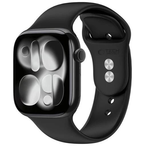 Apple Watch 8 / 9 / 10 / 11 / 12 / SE / Ultra (44 / 45 / 46 / 49 mm) fekete Tech-protect szilikon - 1