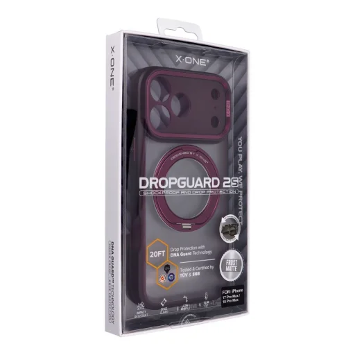  iPhone 18 Pro Max / 17 Pro Max sötét cseresznye X-ONE Dropguard 2S MagSafe-kompatibilis kitámasztható tok - 3