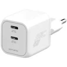 4smarts PDPlug SiC Dual sieťová rýchlonabíjačka 45W, 2x USB-C, biela