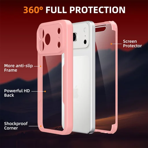 iPhone 18 Pro / iPhone 17 Pro ružové puzdro Techsuit ColorVerse 360 Series poskytujúce kompletnú ochranu s ochranou displeja - 2