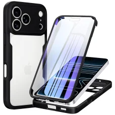 iPhone 18 Pro / iPhone 17 Pro fekete Techsuit ColorVerse 360 Series ütésálló tok kijelzővédővel