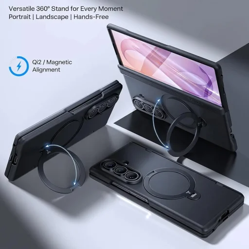 Samsung Galaxy Z Fold8 Ultra čierne puzdro Torras Ostand Spin Series - 4