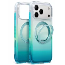 iPhone 18 Pro kék-zöld Torras O3 Air Gradient MagSafe tok állvánnyal