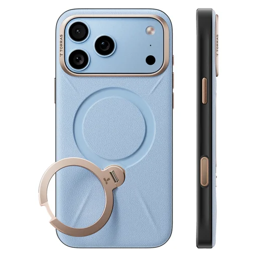 Modré puzdro Torras Ostand Q3 VegSkin na iPhone 18 Pro - 6
