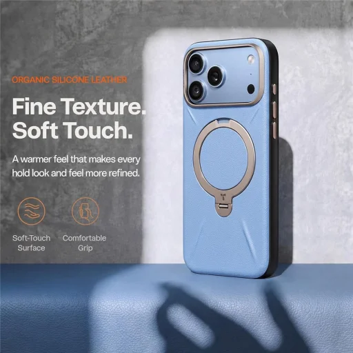 Modré puzdro Torras Ostand Q3 VegSkin na iPhone 18 Pro - 5
