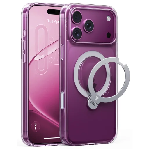 Apple iPhone 18 Pro Max átlátszó Torras Ostand Q3 Spin MagSafe kompatibilis védőtok forgatható állvánnyal - 2