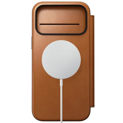 Apple iPhone 18 Pro Max / 17 Pro Max sedlovohnedé Nomad Modern Leather Folio prémiové flipové puzdro z kože Horween - 2