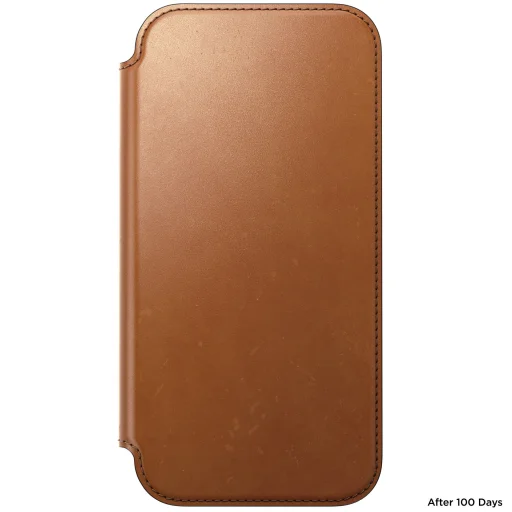 Apple iPhone 18 Pro Max / 17 Pro Max sedlovohnedé Nomad Modern Leather Folio prémiové flipové puzdro z kože Horween - 12