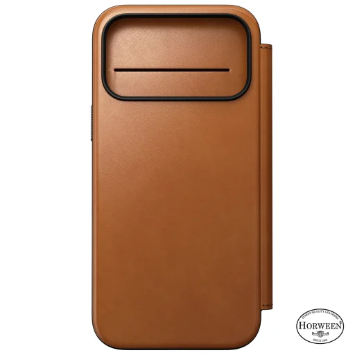 Apple iPhone 18 Pro Max / 17 Pro Max sedlovohnedé Nomad Modern Leather Folio prémiové flipové puzdro z kože Horween - 5