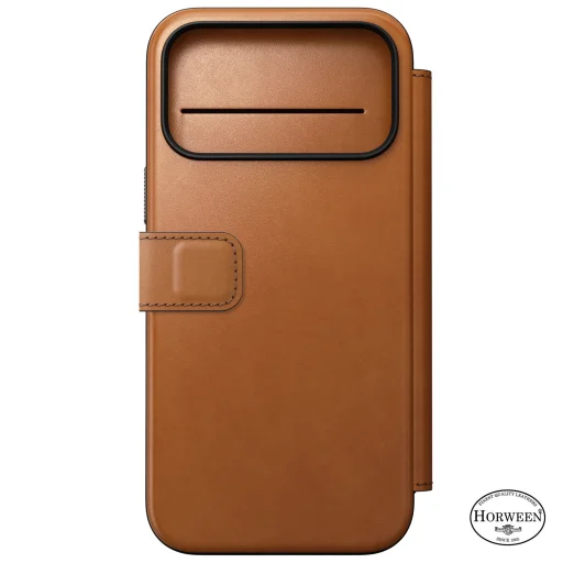 Apple iPhone 18 Pro Max / 17 Pro Max sedlovohnedé Nomad Modern Leather Folio prémiové flipové puzdro z kože Horween - 7