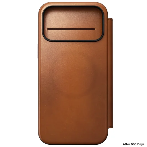 Apple iPhone 18 Pro Max / 17 Pro Max sedlovohnedé Nomad Modern Leather Folio prémiové flipové puzdro z kože Horween - 8