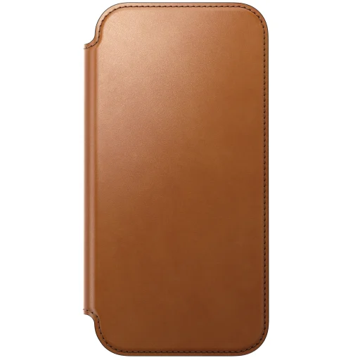 Apple iPhone 18 Pro Max / 17 Pro Max sedlovohnedé Nomad Modern Leather Folio prémiové flipové puzdro z kože Horween - 9