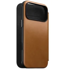 Apple iPhone 18 Pro Max / 17 Pro Max trieslovo hnedé Nomad Modern Leather Folio prémiové peňaženkové puzdro z pravej kože