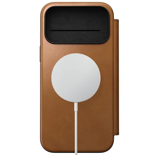Apple iPhone 18 Pro Max / 17 Pro Max trieslovo hnedé Nomad Modern Leather Folio prémiové peňaženkové puzdro z pravej kože - 2