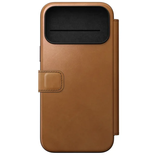 Apple iPhone 18 Pro Max / 17 Pro Max trieslovo hnedé Nomad Modern Leather Folio prémiové peňaženkové puzdro z pravej kože - 4