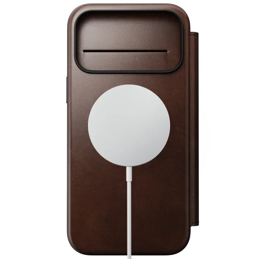 iPhone 18 Pro Max / 17 Pro Max Nomad Modern Leather Folio kožené otváracie puzdro, rustikálna hnedá (Horween) - 2