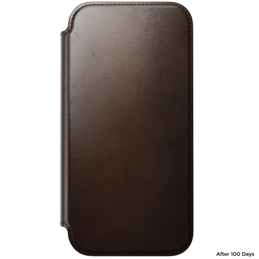 iPhone 18 Pro Max / 17 Pro Max Nomad Modern Leather Folio kožené otváracie puzdro, rustikálna hnedá (Horween) - 12