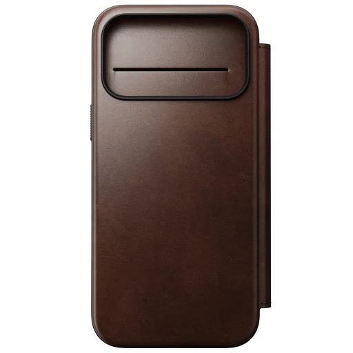 iPhone 18 Pro Max / 17 Pro Max Nomad Modern Leather Folio kožené otváracie puzdro, rustikálna hnedá (Horween) - 4