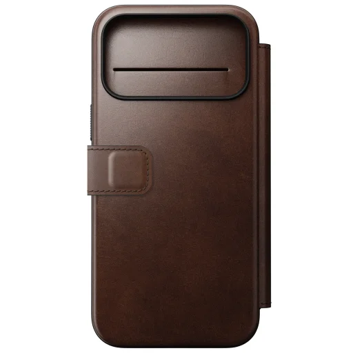 iPhone 18 Pro Max / 17 Pro Max Nomad Modern Leather Folio kožené otváracie puzdro, rustikálna hnedá (Horween) - 6