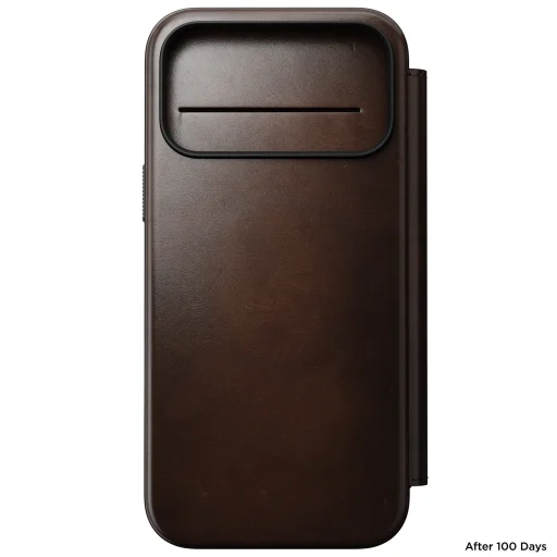 iPhone 18 Pro Max / 17 Pro Max Nomad Modern Leather Folio kožené otváracie puzdro, rustikálna hnedá (Horween) - 8