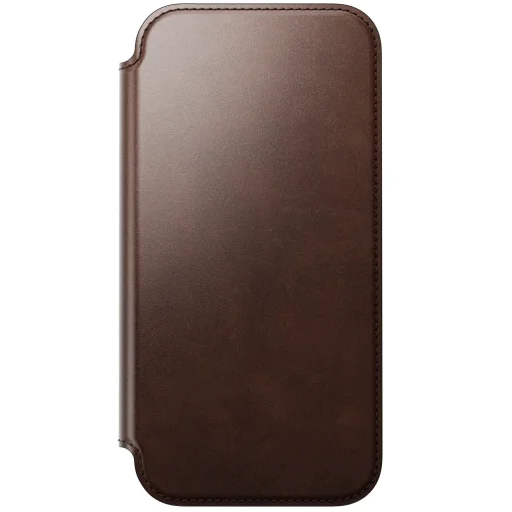 iPhone 18 Pro Max / 17 Pro Max Nomad Modern Leather Folio kožené otváracie puzdro, rustikálna hnedá (Horween) - 9