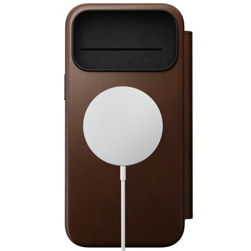 iPhone 18 Pro Max / 17 Pro Max hnedé Nomad Modern Leather Folio otváracie kožené puzdro - 2