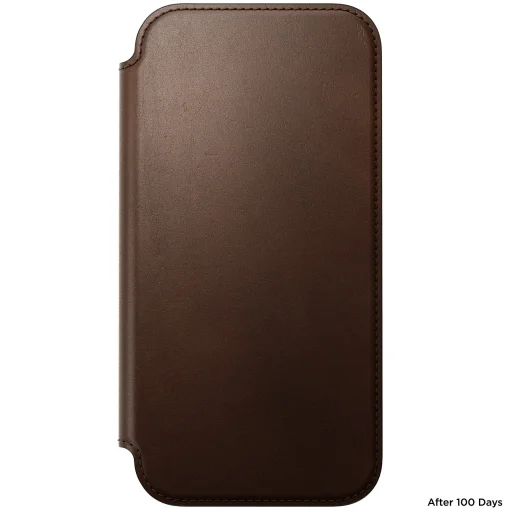 iPhone 18 Pro Max / 17 Pro Max Barna Nomad Modern Leather Folio kinyitható bőrtok - 9