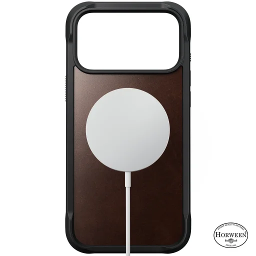 iPhone 18 Pro Max / 17 Pro Max Nomad Rugged ochranný kryt z pravej kože, rustikálna hnedá (Horween) - 3