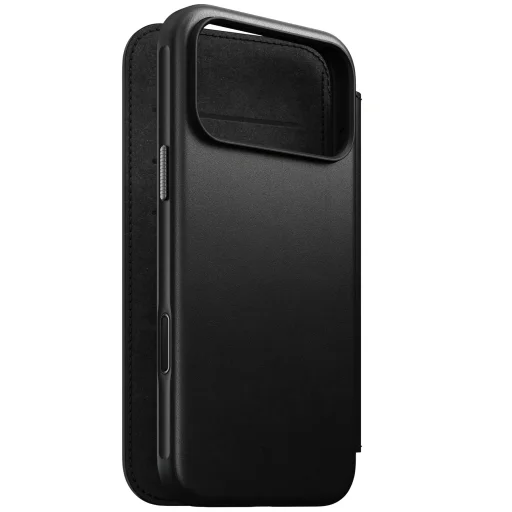 iPhone 18 Pro Max / 17 Pro Max čierne Nomad Modern Leather Folio prémiové kožené vyklápacie puzdro - 1
