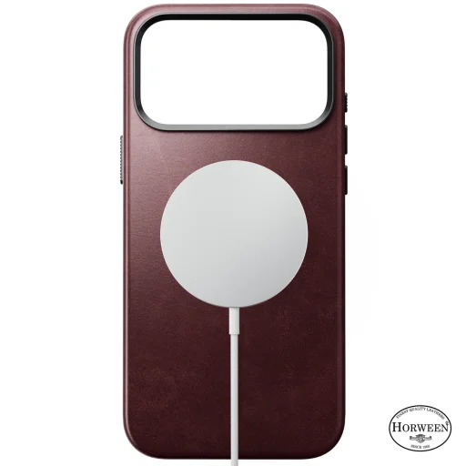 Apple iPhone 18 Pro Max / 17 Pro Max bordó Nomad Traditional Leather prémium bőrtok - 3