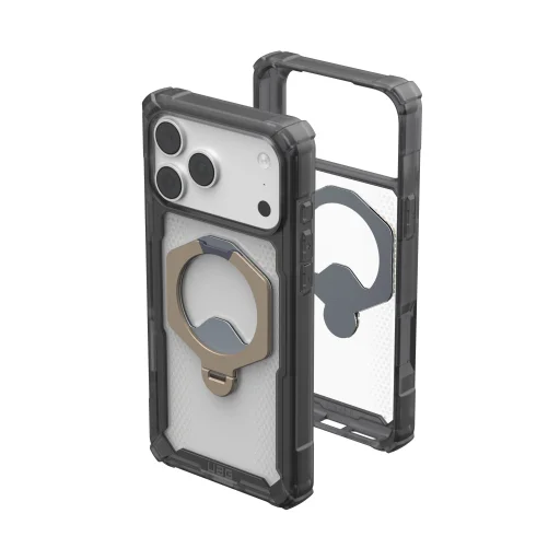 Apple iPhone 18 Pro Max / 17 Pro Max hamuszürke és titán UAG Plasma XTE 360 MagSafe ütésálló védőtok 360 fokban forgatható támasztékkal - 17