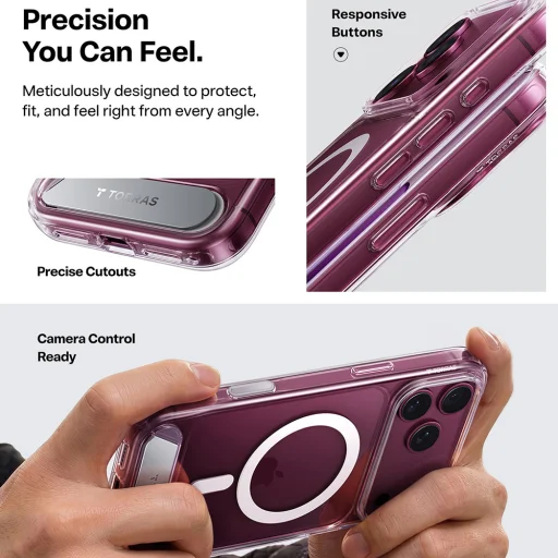 Priehľadné puzdro Torras Ostand L1 pre iPhone 18 Pro Max - 8