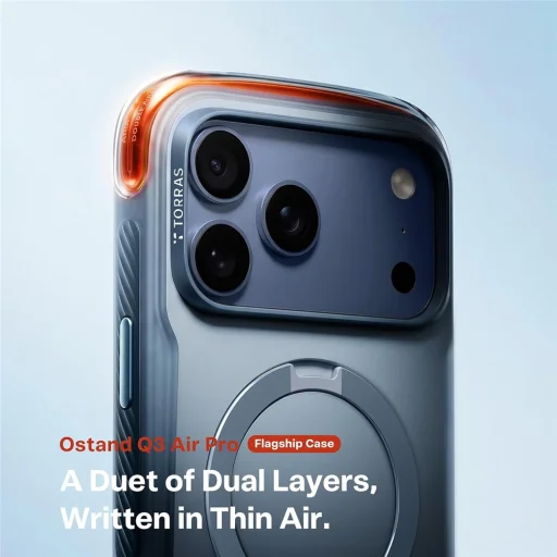 Bridlicovo modré puzdro Torras Ostand Q3 Air Pro pre Apple iPhone 18 Pro - 6
