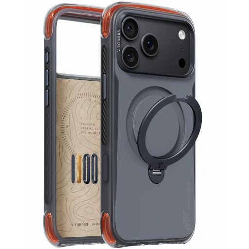 iPhone 18 Pro Obszidiánmag fekete Torras Ostand Q3 Air Pro tok - 2