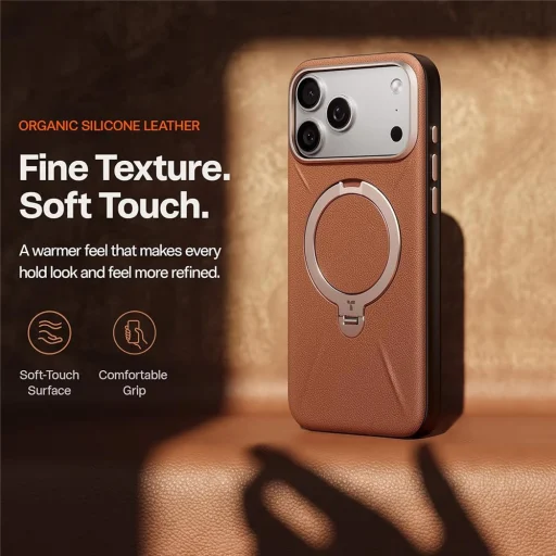 iPhone 18 Pro narancssárga Torras Ostand Q3 VegSkin tok - 3