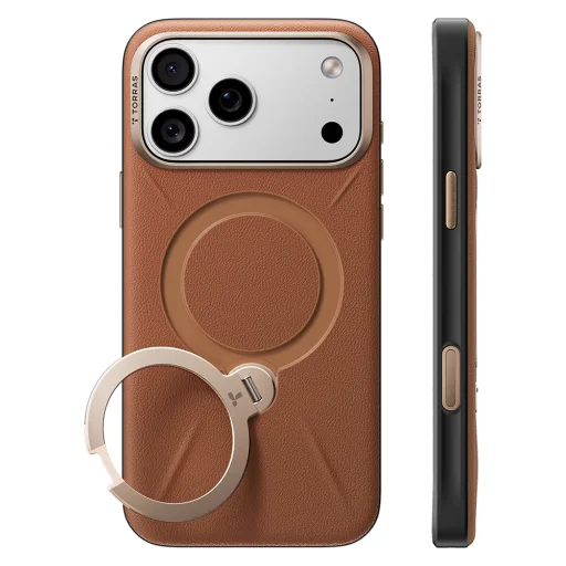 iPhone 18 Pro narancssárga Torras Ostand Q3 VegSkin tok - 5