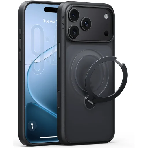 Apple iPhone 18 Pro čierne puzdro Torras Ostand Q3 Spin - 2
