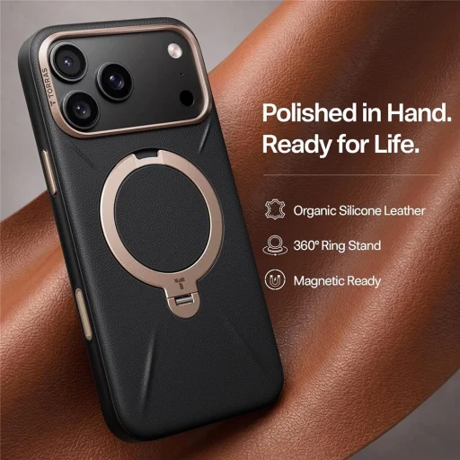 Čierne puzdro Torras Ostand Q3 VegSkin pre iPhone 18 Pro - 3