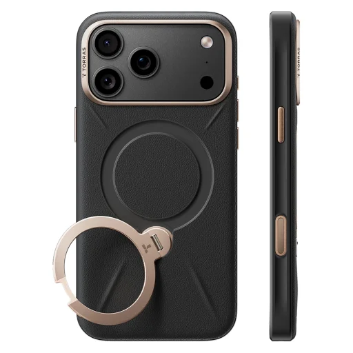 Apple iPhone 18 Pro Max fekete Torras Ostand Q3 VegSkin tok - 5