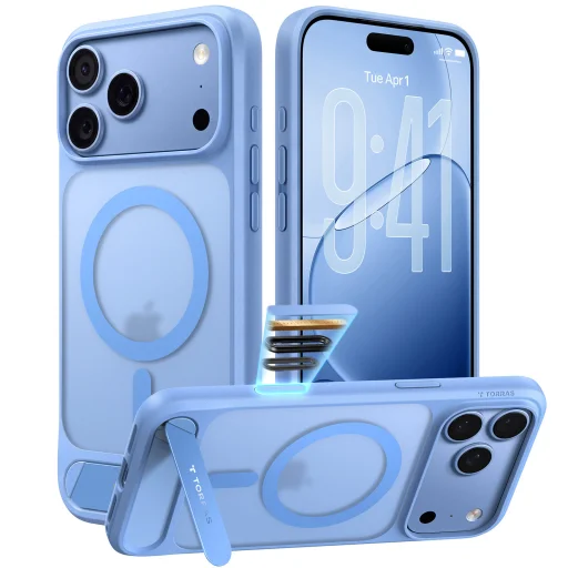 Modré puzdro Torras Ostand L1 na iPhone 18 Pro Max - 3