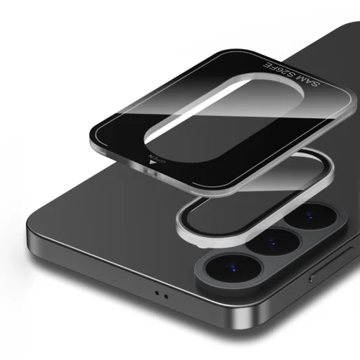 Samsung Galaxy S26 FE átlátszó / fekete Tech-Protect Camring Fit+ kameravédő - 3