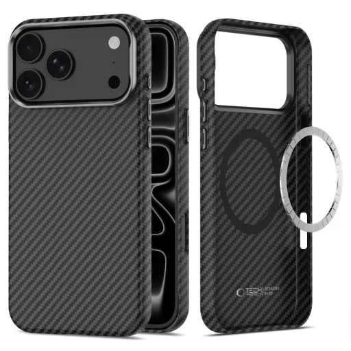 Apple iPhone 17 Pro / 18 Pro Fekete/Ezüst Tech-Protect Ion Carbon MagSafe tok - 1