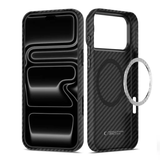 Apple iPhone 17 Pro / 18 Pro Fekete/Ezüst Tech-Protect Ion Carbon MagSafe tok - 2
